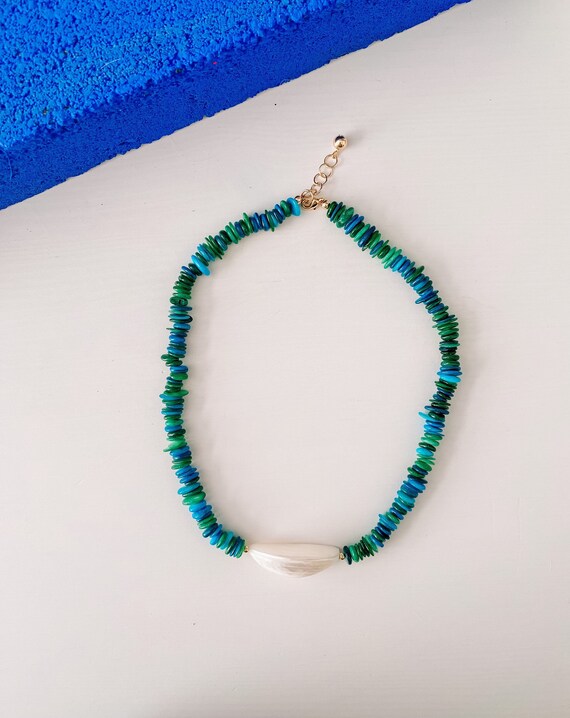 Coral Beaded Chunky Necklace Shell 