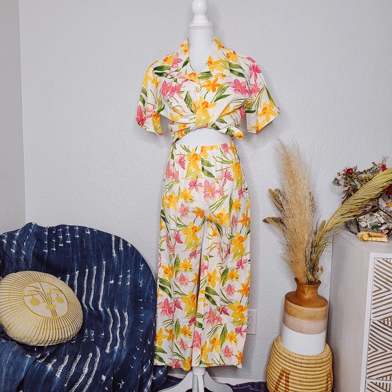 100% Linen Floral Matching Set
