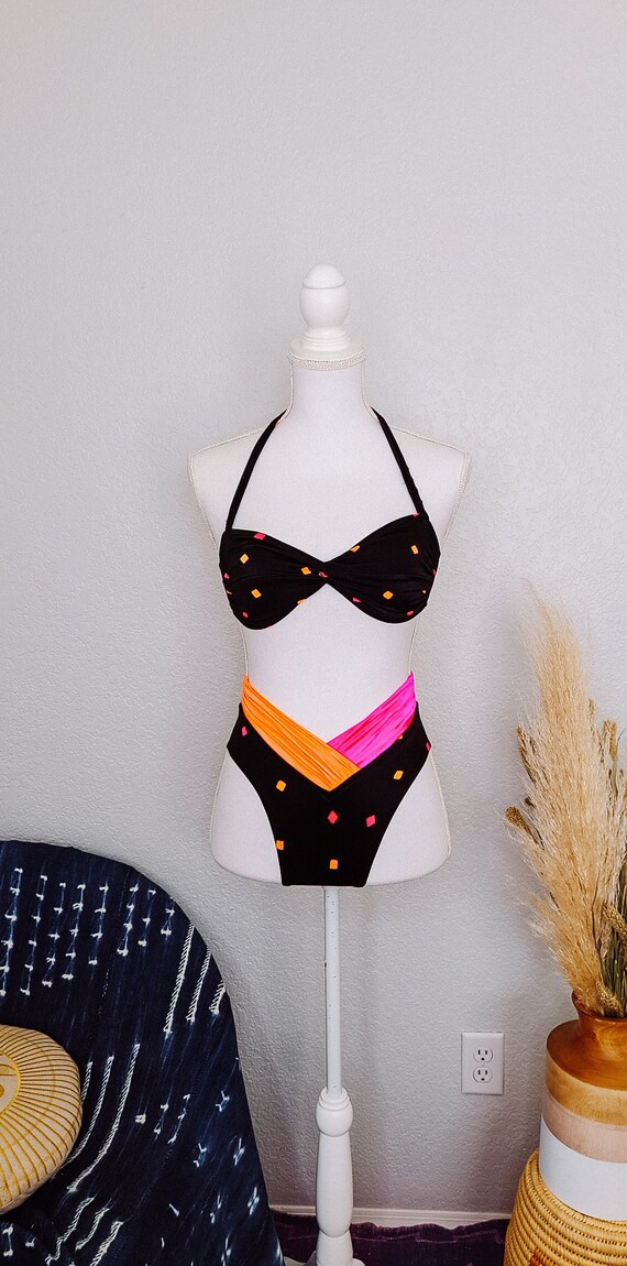 80's Neon Polka Dot Bikini