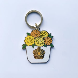 Pyrex Butterfly Gold Floral Enamel Keychain