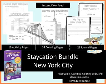 Staycation Bundle New York City, Printable Activities, Coloring Book, Journal, Travel Guide, Virtual Field Trip, Digital Download