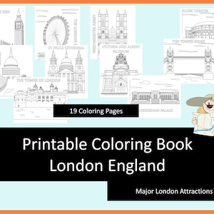 London Reisen Kinder Ausmalseiten, druckbare Malseiten für Kinder, Reiseaktivitäten, Homeschool Printables, digitale Färbung, Lernaktivitäten