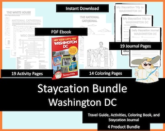 Staycation Bundle Washington DC, Printable Activities, Coloring Book, Journal, Travel Guide, Virtual Field Trip, Digital Download