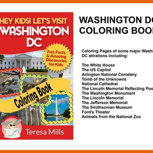 Washington DC trip kids travel coloring pages, printable coloring kids travel activities, homeschool printables, digital coloring book image 6