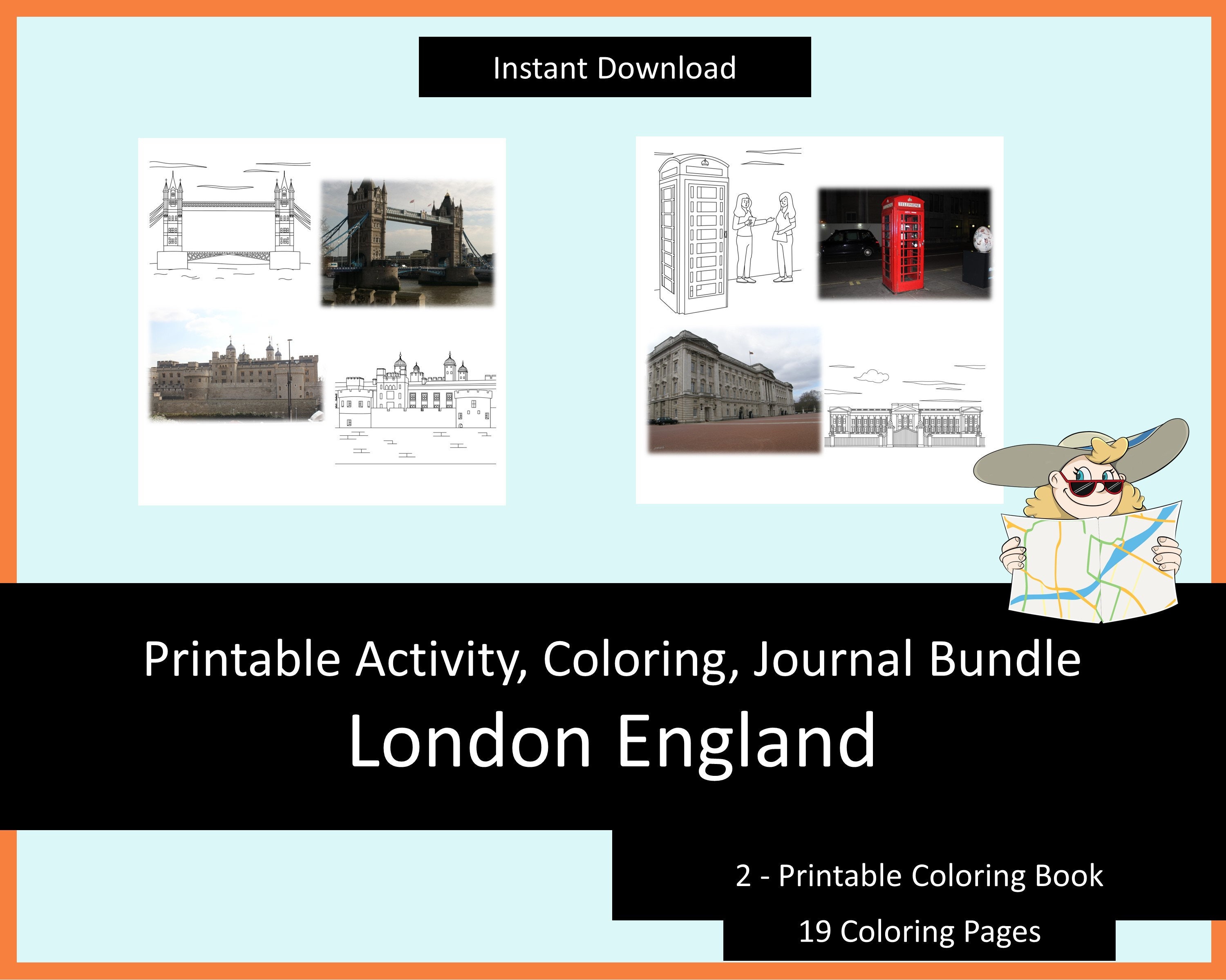 Printable Activities for Kids, Coloring Book, Journal Bundle London ...