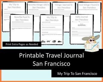 San Francisco Trip Printable Travel Journal for Kids, vacation journal digital, kids travel activities, kids travel journal, road trip