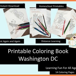 Washington DC trip kids travel coloring pages, printable coloring kids travel activities, homeschool printables, digital coloring book image 4