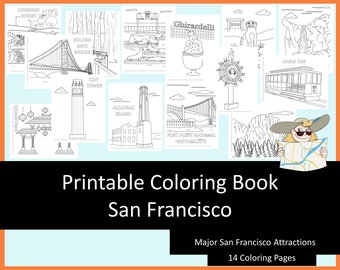 San Francisco kids travel coloring pages, printable coloring kids travel activities for your trip, homeschool printable, learning activities