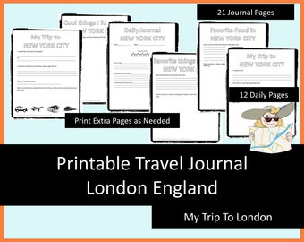 London Travel Printable Travel Journal for Kids, vacation journal digital, kids travel journal, road trip journal, kids travel activities