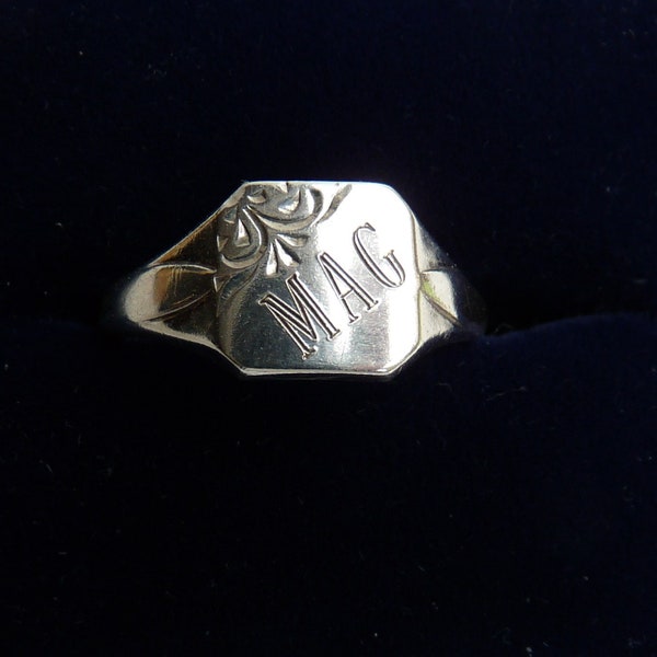 1979 Sterling Silver SIGNET Ring Hallmarked Birmingham England ~ Unisex Jewelry ~ Initials MAG