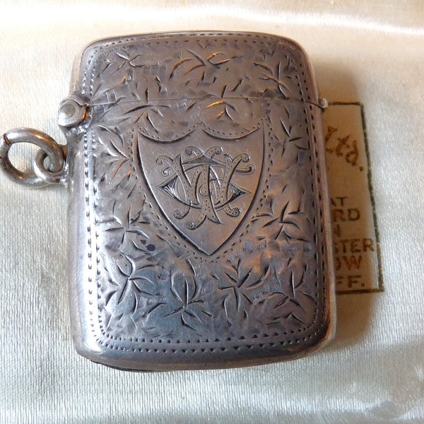Antique Edwardian VESTA Case ~ 25.7 Grams ~ STERLING SILVER ~ Hallmarked 1907 Birmingham England