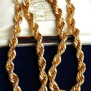 NAPIER 18ct Gold Plated Rope Chain Necklace ~ Very HEAVY ~ Signed ~ Patent Number ~ Vintage 1980s Unisex Jewelry ~ 140 Grams!