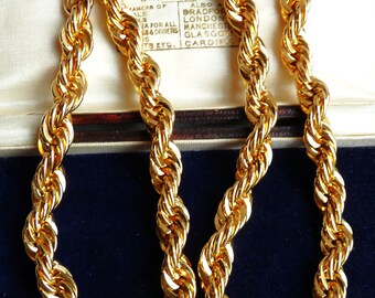 NAPIER 18ct Gold Plated Rope Chain Necklace ~ Very HEAVY ~ Signed ~ Patent Number ~ Vintage 1980s Unisex Jewelry ~ 140 Grams!