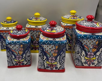 Canister Set of 3 : Multicolored Floral Kitchen Decor