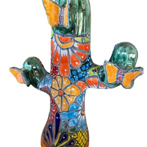 Saguaro catcus statue Talavera beautiful colors hand panited for garden