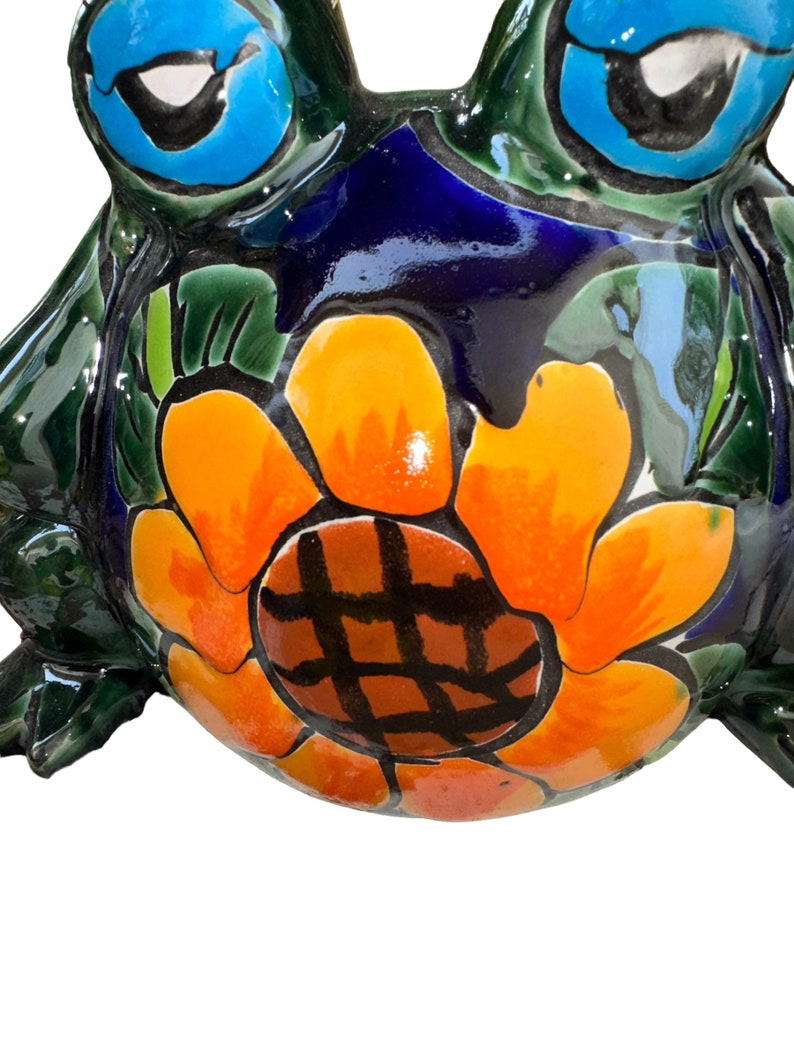 Frogs Rana Talavera small planter multicolored with flowers image 7