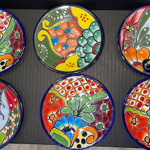 Talavera Teller Vorspeisen oder Dessert 4er Set Teller handbemalt Bunt 15x25cm