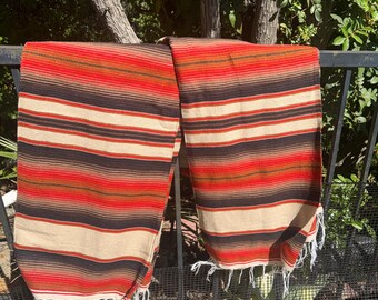 Serape Blanket Desert Chic Brown, Taupe, and Orange Mexican