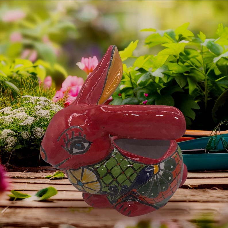Talavera Jack Rabbits Planters Ceramic Beautifulplanters Red With ...