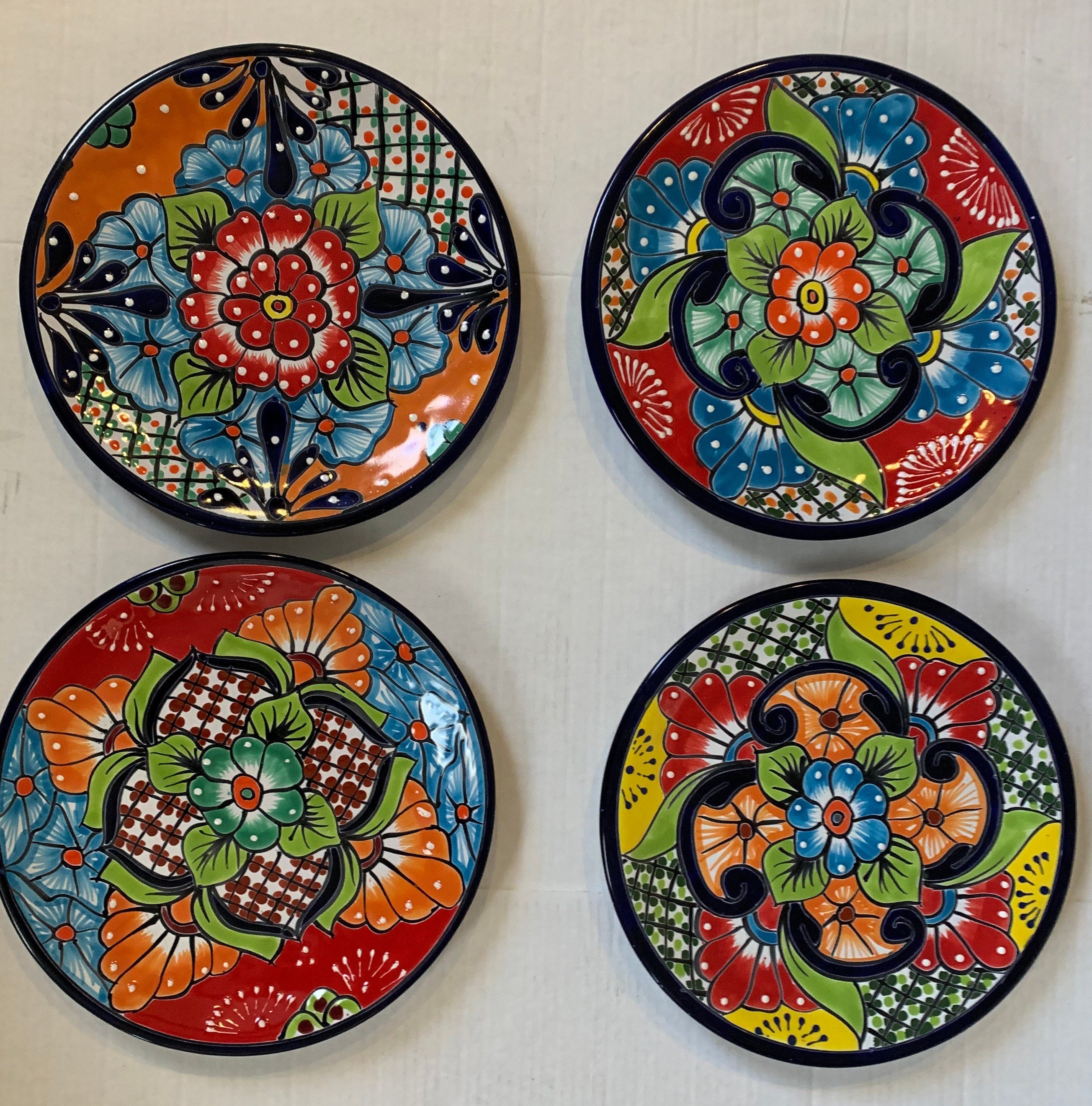 Talavera Ceramic Dessert Plates from Mexico Pair 'Raining Flowers' -  Smithsonian Folklife Festival Marketplace