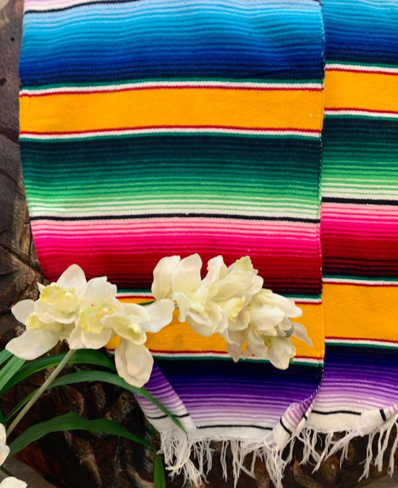 Colorful mexican blanket sale