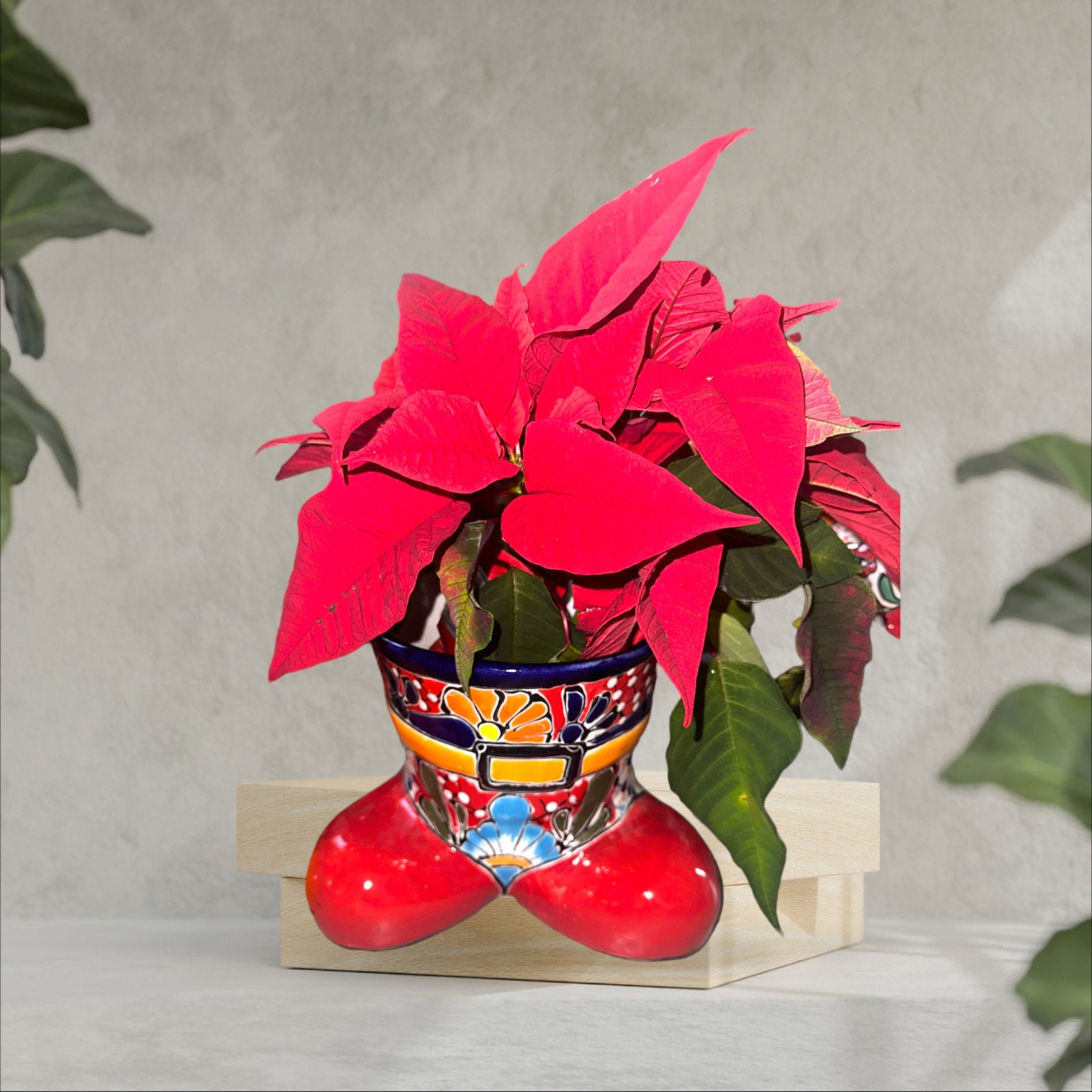 Santa Boots Plantertalavera Put a Poinsettia Great Gift for