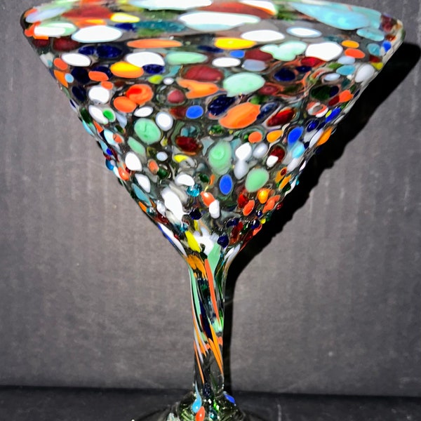 Martini Glasses sets Rock fiesta Pebble Hand blown Mexican beautiful 7"x 5.5  extra large glasses sturdy holds 15 oz