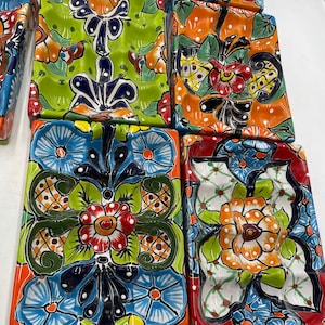 Talavera Devil Egg crate, hold 12 eggs cobalt blue with Multicolored hand painted