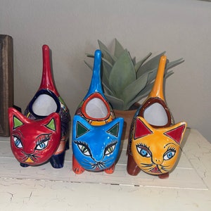 Big Cat Talavera Planter indoor and outdoor cat loves medium size beautiful handmade hand painted