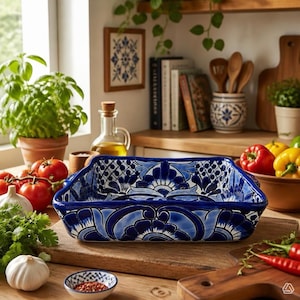 Casserole Baking Dish Talavera Cobalt Blue & White, 11”x 8”