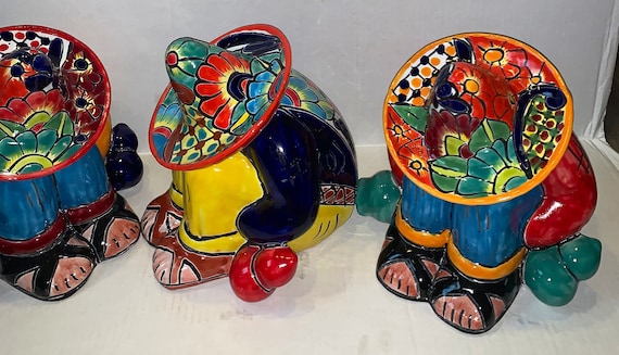 Talavera Sleeping Man Statue: Mexican Folk Art Decor Hand Painted