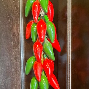 Ceramic Jalapeño Chili Ristra: Red & Green Mexican Hanging Decor