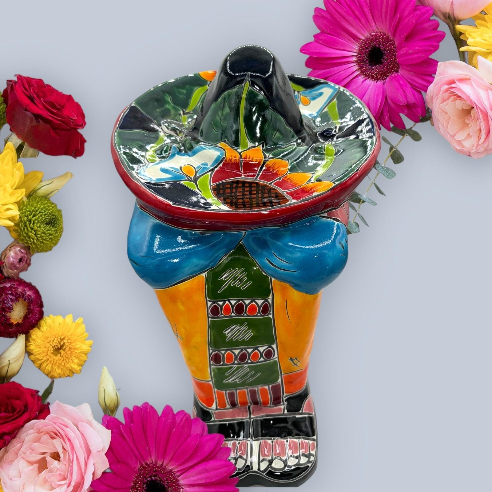 Panchito Statue Talavera sleeping Mexican man  Extra lager made  16”x 15”x11”