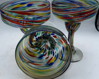 Bicchieri da Margarita soffiati a mano: set di bicchieri Fiesta a spirale