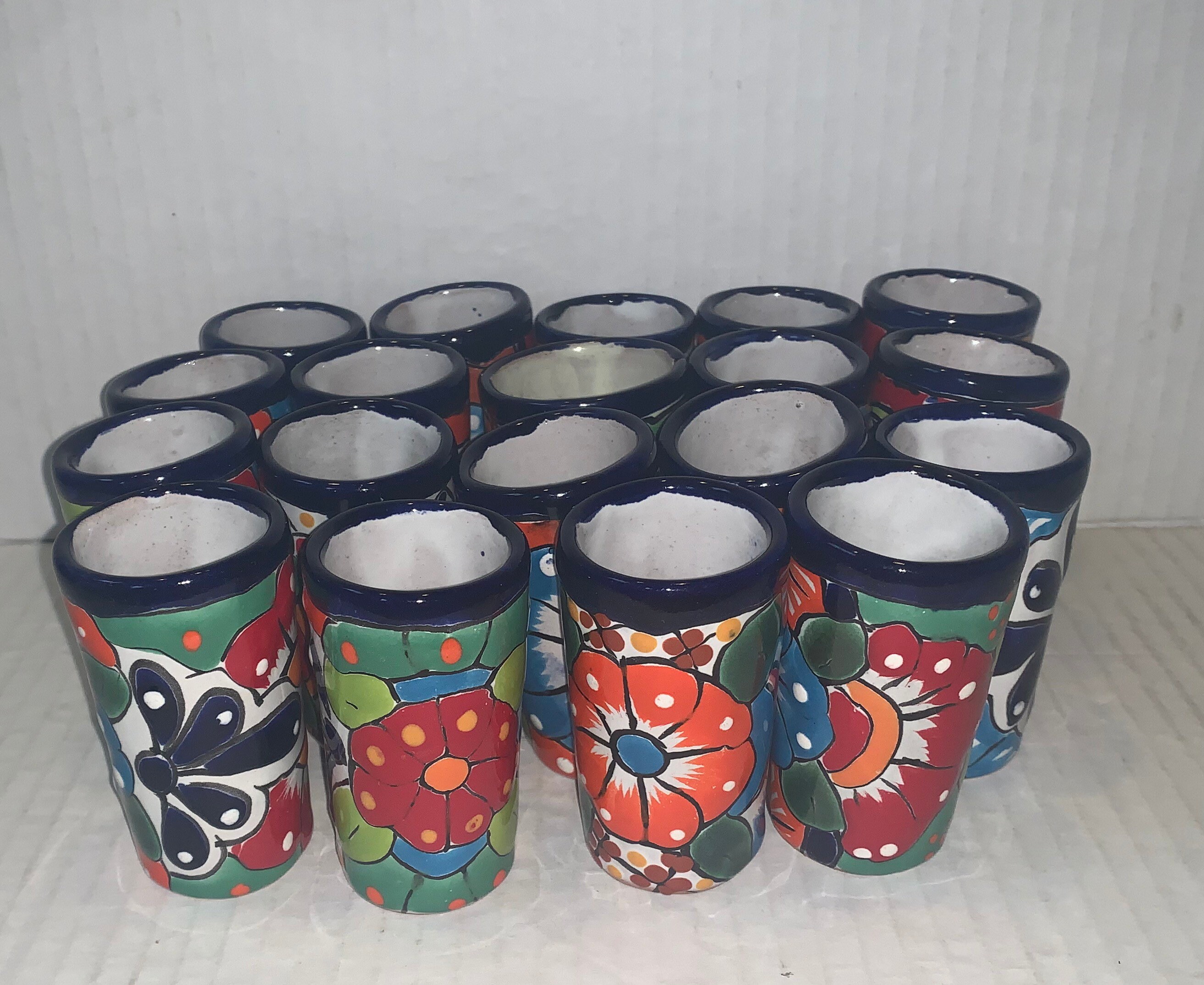 Set di bicchieri da shot di tequila Talavera fatti a mano: decorazioni messicane multicolori - Italia