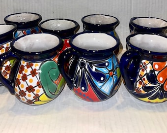 Handmade Talavera Jarrito Mug: Mexican Pottery Coffee Cup Set