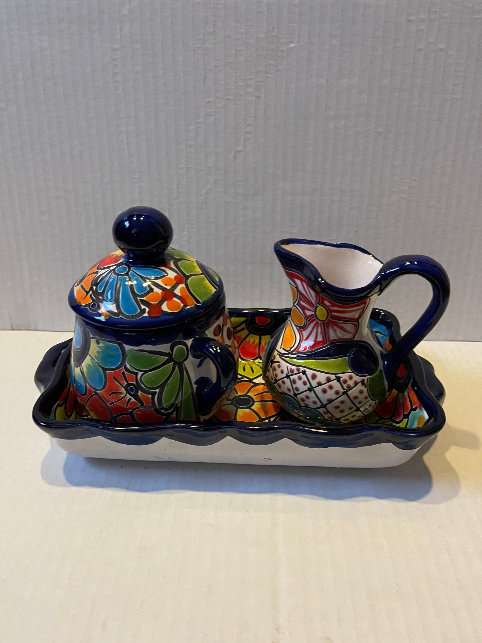 Talavera 3 Piece Set Creamersugar and Tray Coffee or Tea Set Etsy