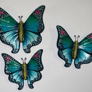 Handmade Talavera Ceramic Butterfly Wall Decor - Set of 3