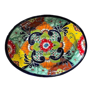 Talavera Platters serving cobalt blue with multicolored Oval cobalt blue rim platters are so beautiful