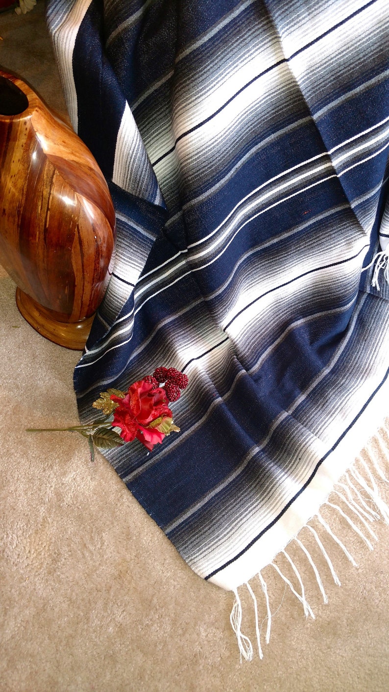 Blankets Black and White Mexican Serape Saltillo Striped Etsy Sweden