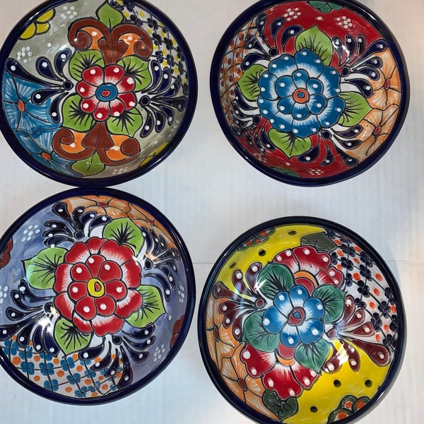 Talavera Bowl soup salad 2 Piecesoup Mexican Pottery Ceramic Folk From Mexico Beautiful Painted Bowls