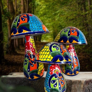 Set de 3 hongos de Talavera grandes medianos y pequeños