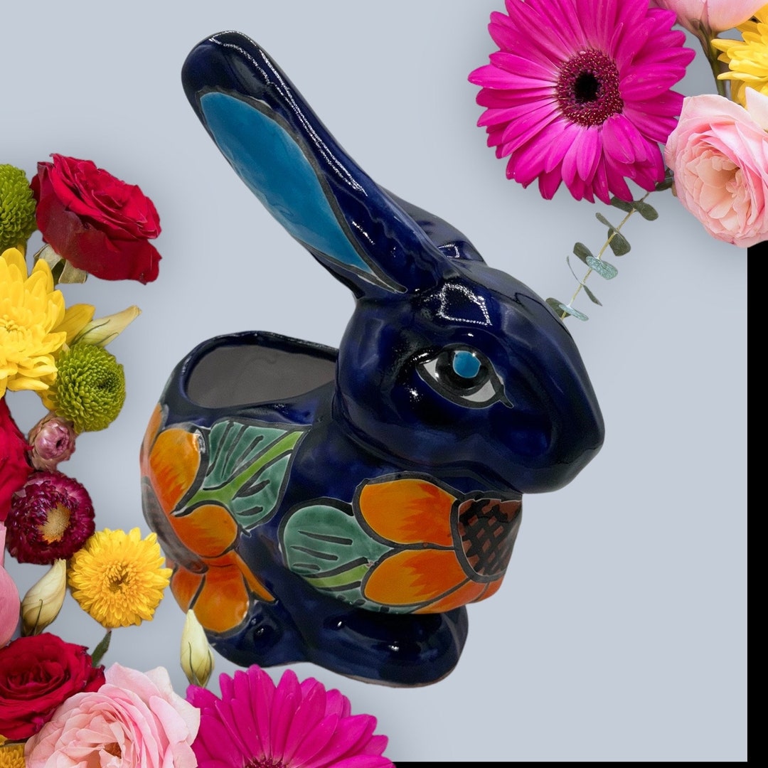 Talavera Jack Rabbit Planter: Ceramic Floral Decor - Etsy