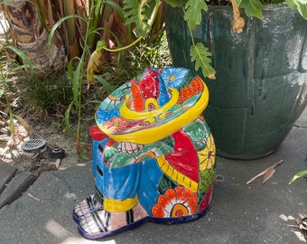 Large Talavera Panchito Statue, Sleeping Mexican Pottery Art