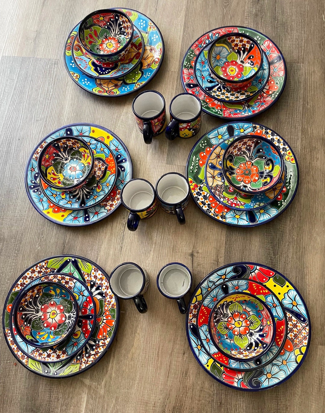 Hand Painted Southwestern Dinner Plates Talavera Dinnerware Set