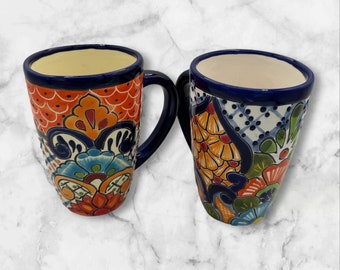 Mugs Talavera Mexican a large cup of tea or coffee with extra large handel holds 20oz