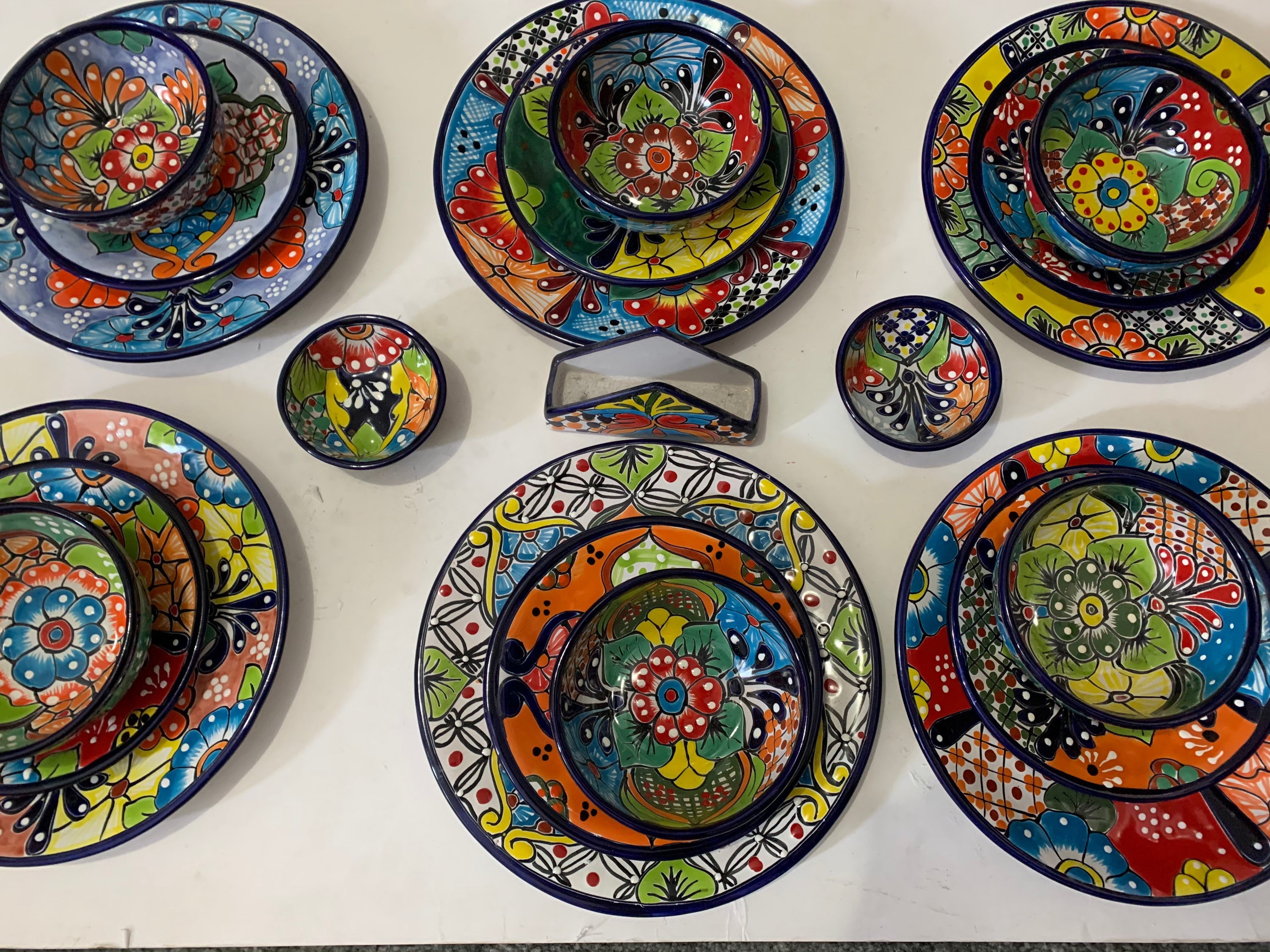 35 Piece Mexican Talavera Dinnerware Set. Seating for 8 Etsy