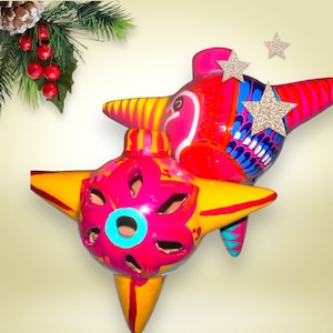 Talavera Piñata Christmas Ornaments: Mexican Folk Art Set of 4