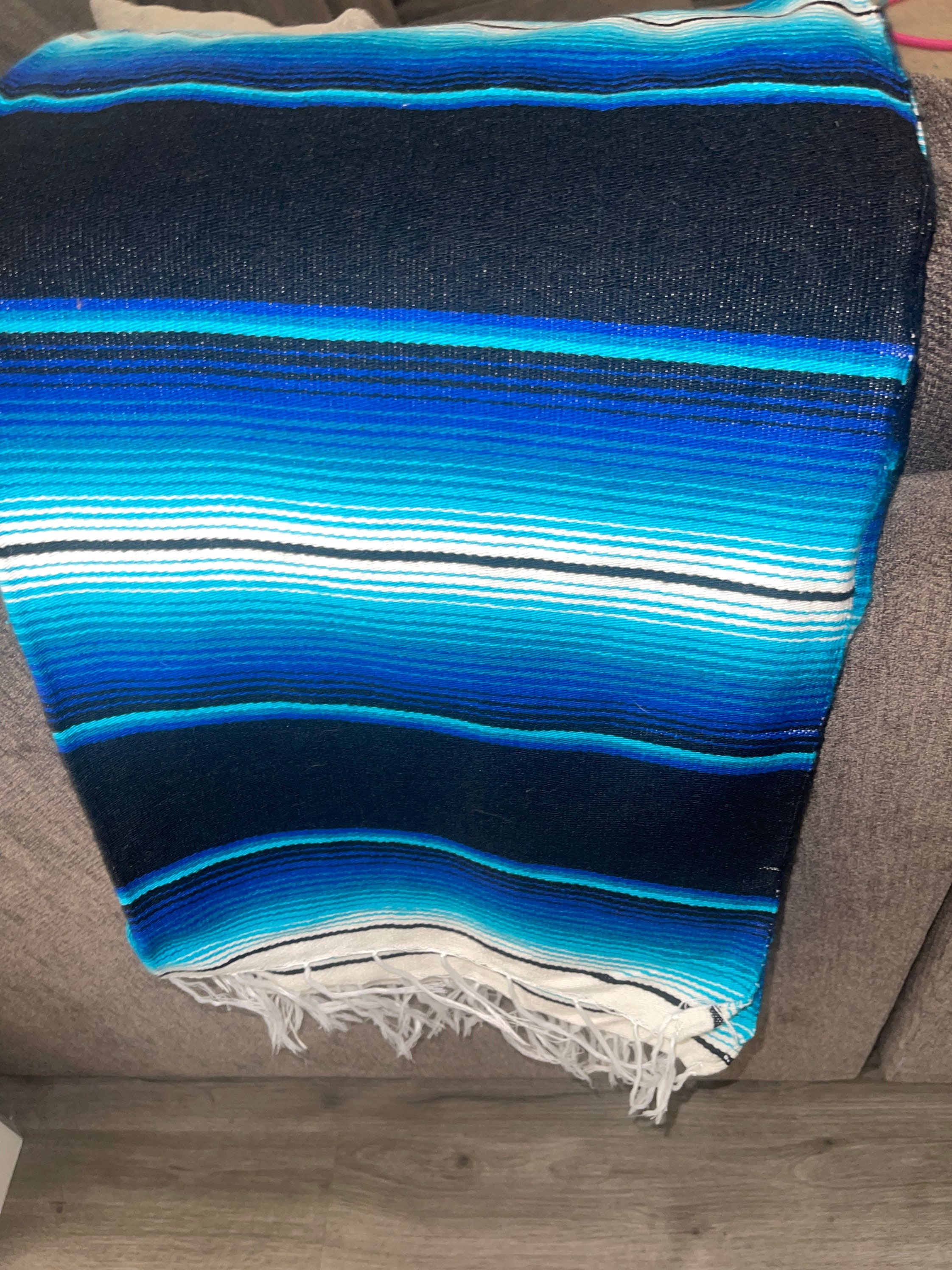 Blue and Black Serape Blankets Mexicansaltillo Striped Etsy