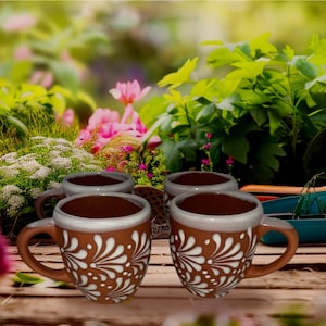 Jarrito mugs Mexican Handcrafted Clay Pottery coffee mugs clay Pottery set of Mexican a large cup of tea or coffee  hot coco